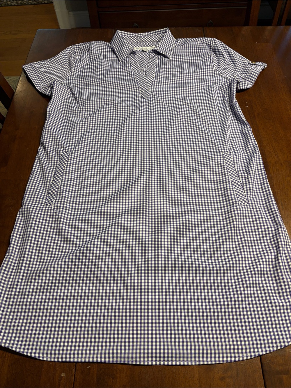 Southern Tide Navy and White Gingham Polo Midi Dress